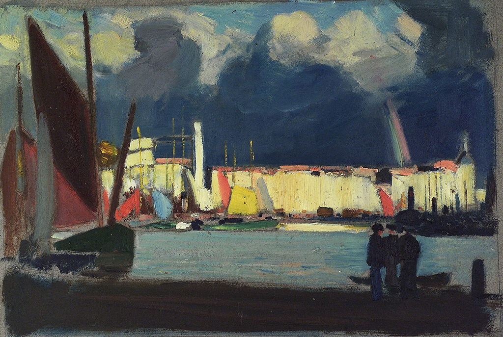 Detail of Harbour scene by John Everett