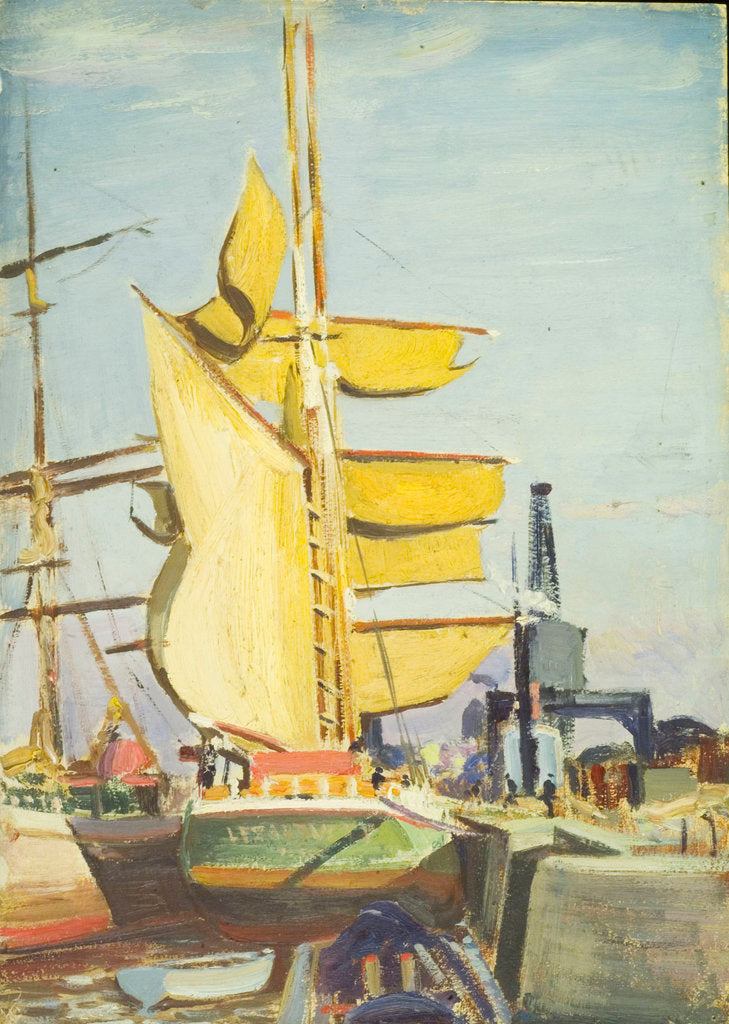 Detail of Harbour scene by John Everett