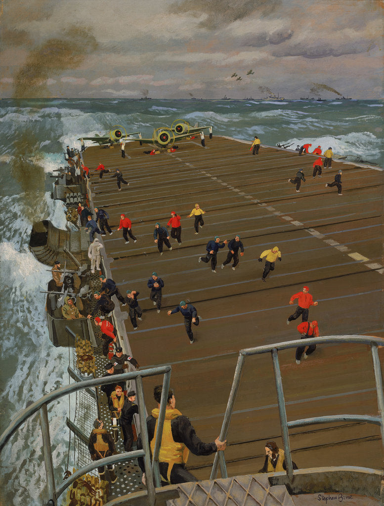 Detail of Clear Flight Deck: On board an aircraft carrier by Stephen Bone