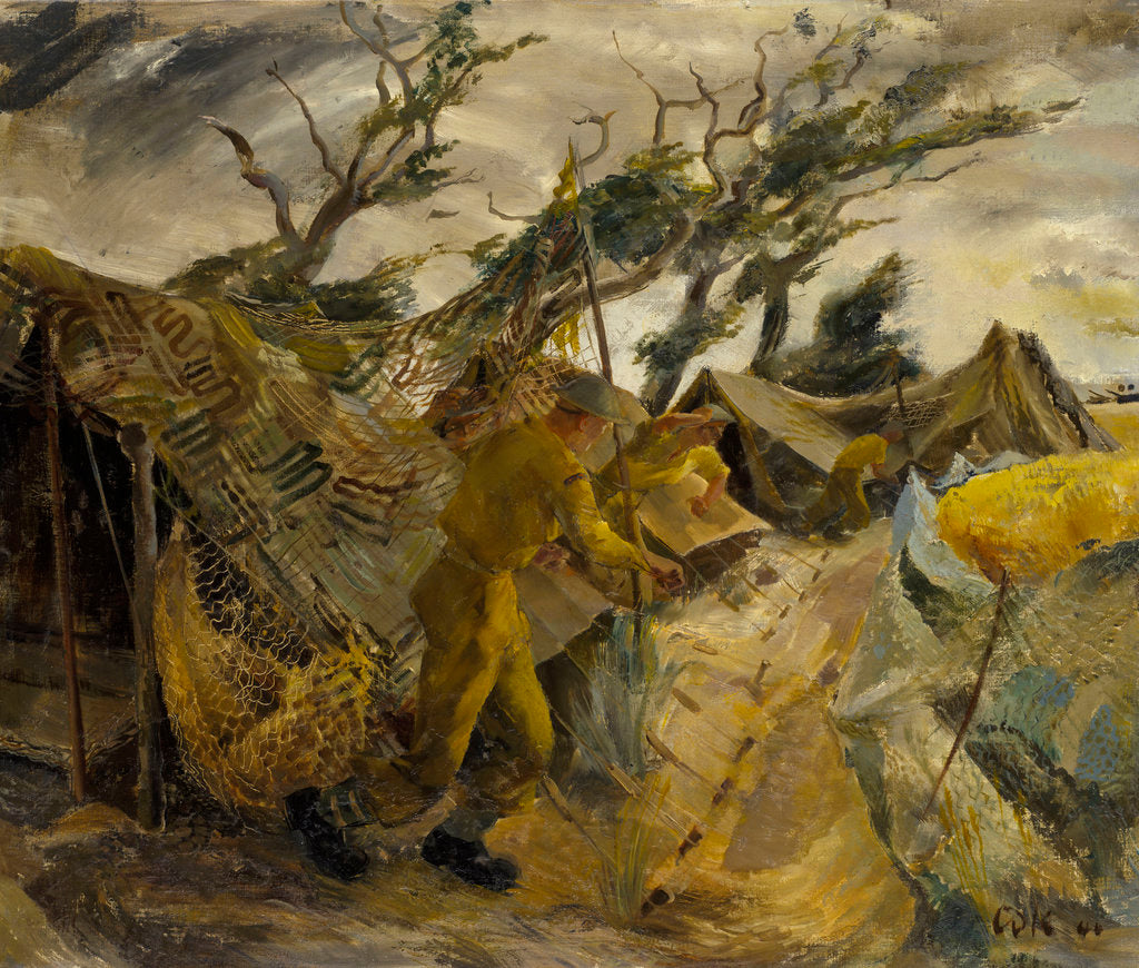 Detail of Royal Marine gunners in a cornfield by Leslie Cole