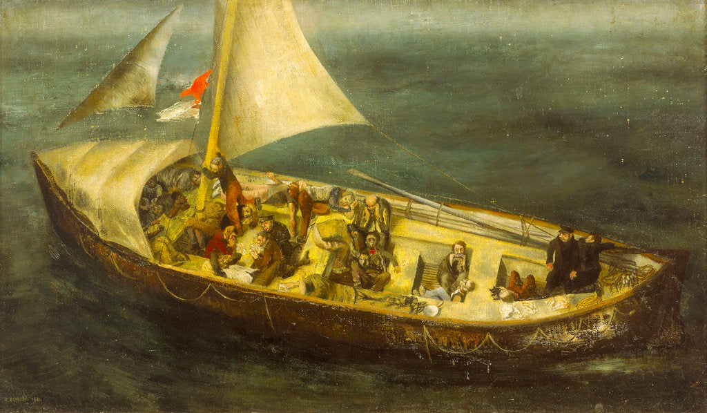 Detail of A ship's boat at sea by Richard Ernst Eurich