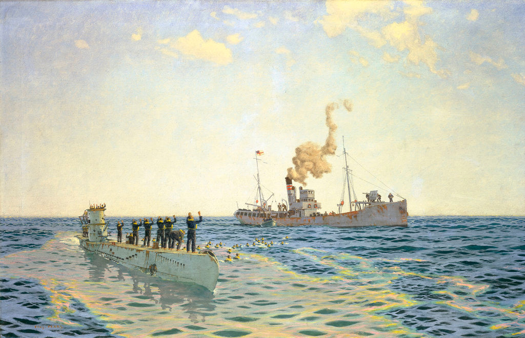 Detail of Surrender of U-111 to the trawler 'Lady Shirley' by Charles Pears