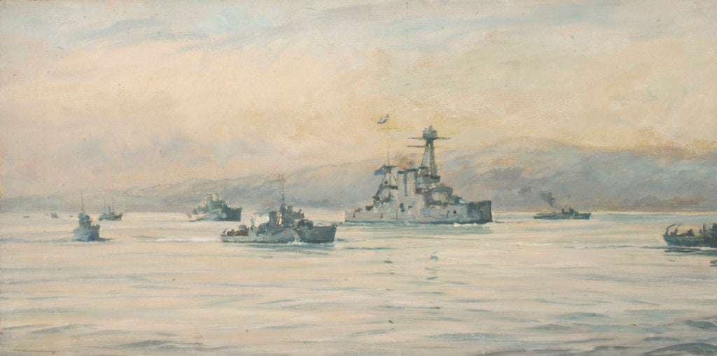 Detail of The Greek cruiser 'Averoff' and escorts by Rowland John Robb Langmaid