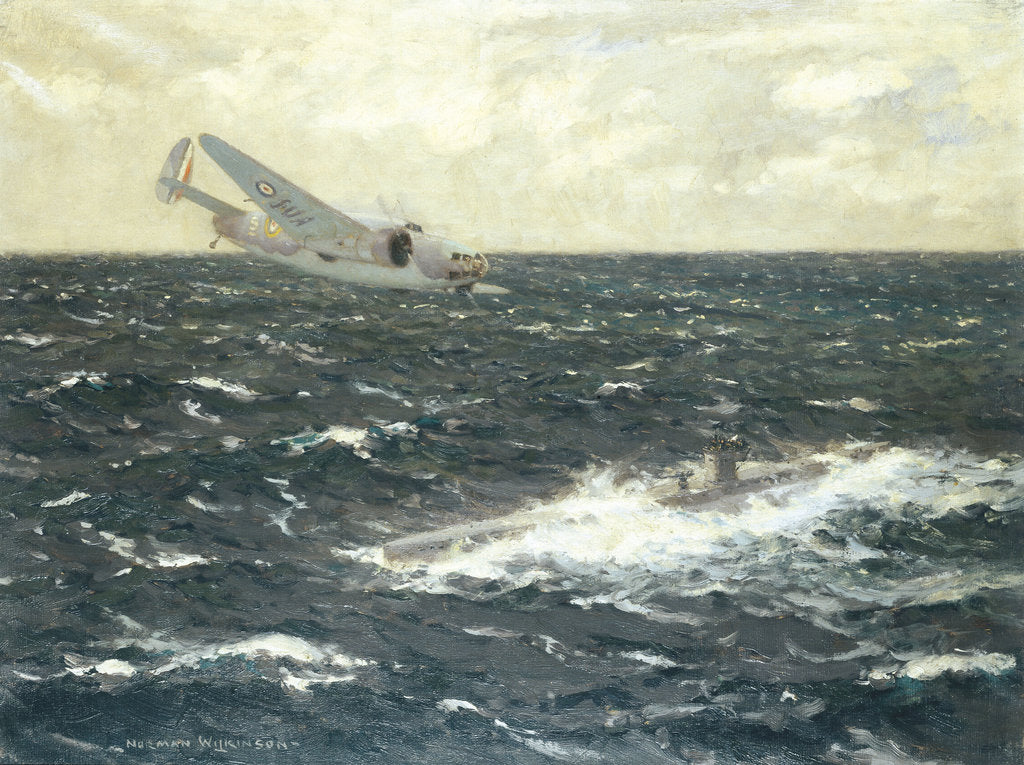 Detail of Enemy submarine surrendering to a Hudson, 20 August 1941 by Norman Wilkinson