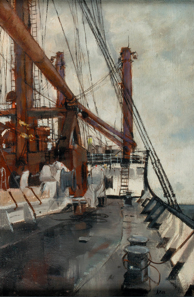 Detail of Deck scene on board a cargo liner by Cecil Peter Knox