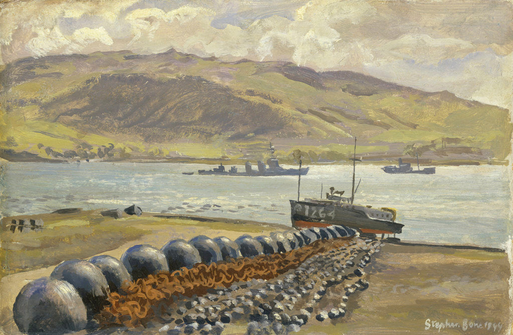 Detail of Campbeltown Loch boom nets and floats by Stephen Bone