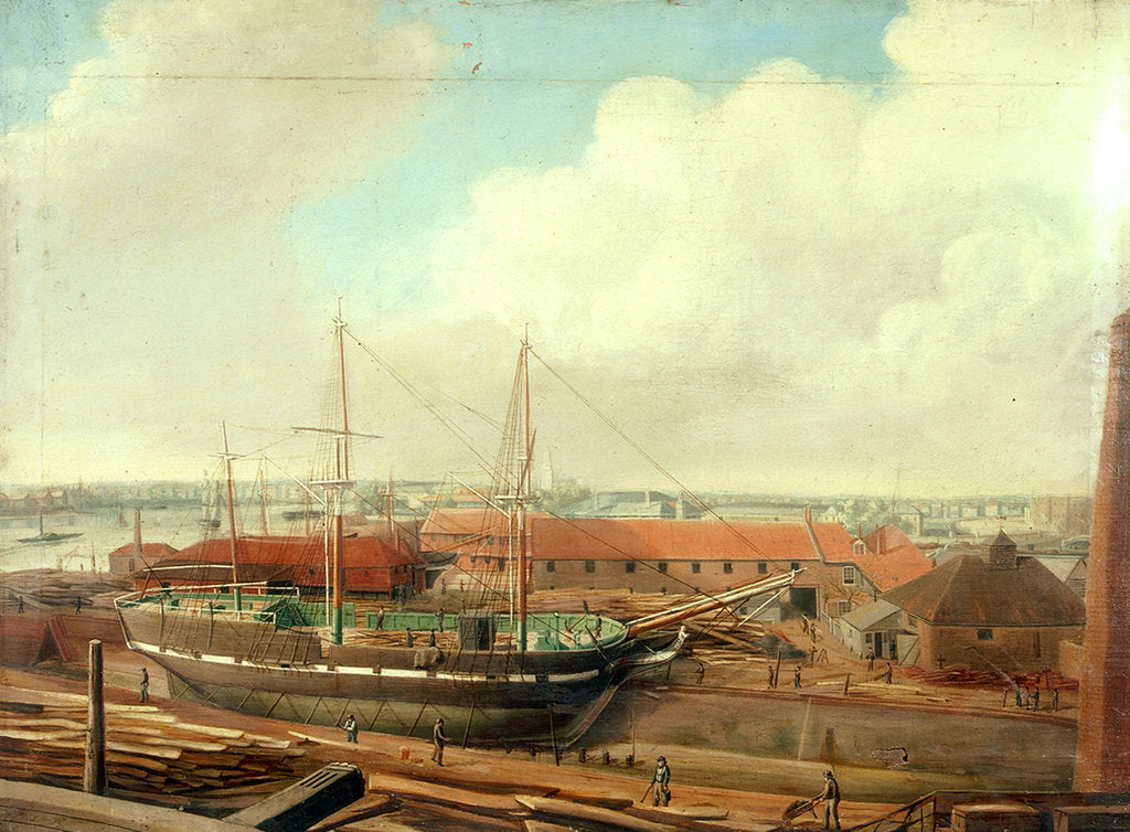 Detail of Fletcher's yard, Limehouse by Charles Deane