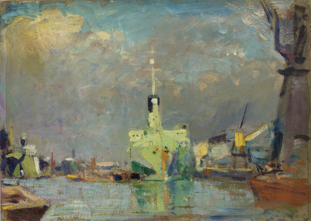 Detail of London docks by John Everett
