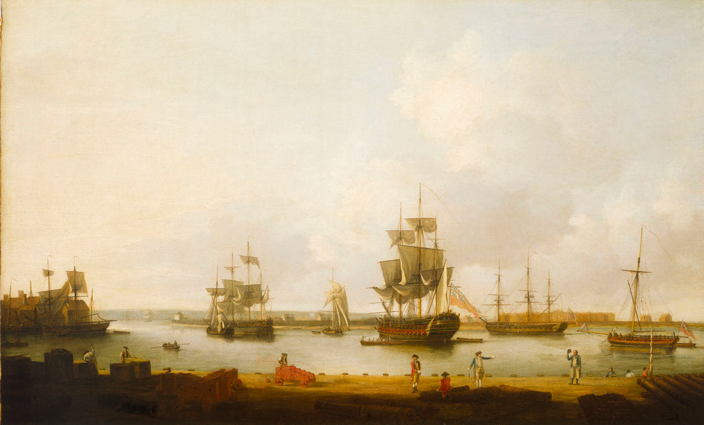 Detail of Ships off the gun wharf at Portsmouth, 1770 by Dominic Serres the Elder
