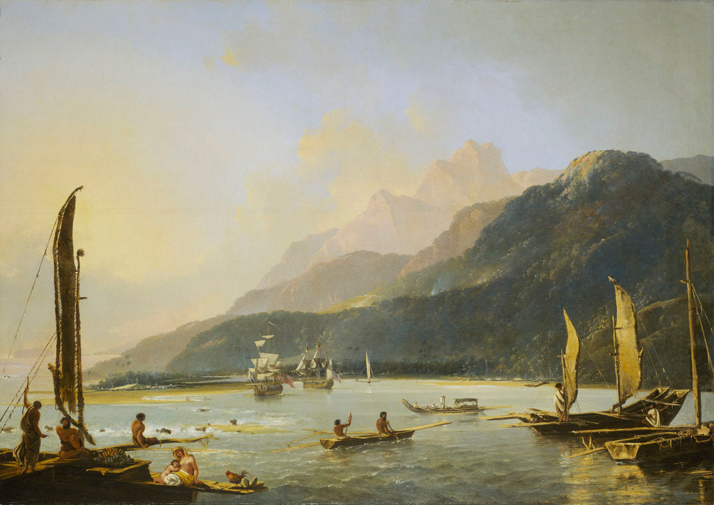 Detail of A view of Maitavie Bay, on the island of Otaheite (Tahiti) by William Hodges