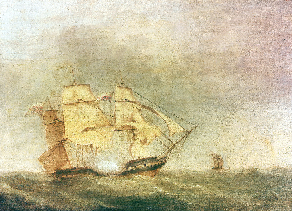 Detail of HMS 'Pique' carrying away her rudder by John Christian Schetky