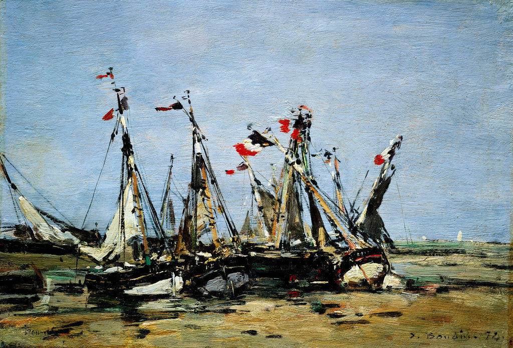 Detail of Trouville, awaiting the tide by Eugene Louis Boudin