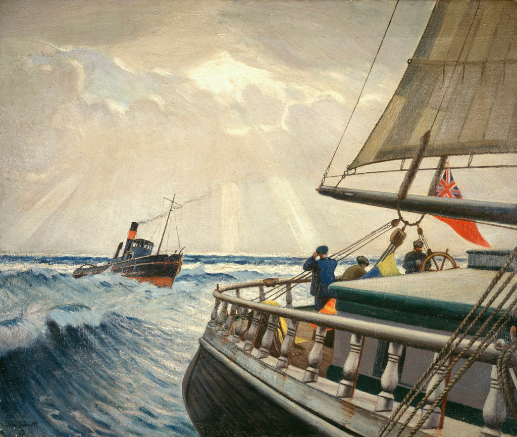 Detail of Iquique' from the stern with the Tug 'Warrior' by John Everett