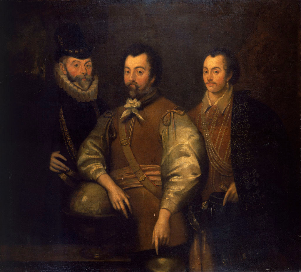 Detail of Thomas Cavendish, Sir Francis Drake and Sir John Hawkins by unknown