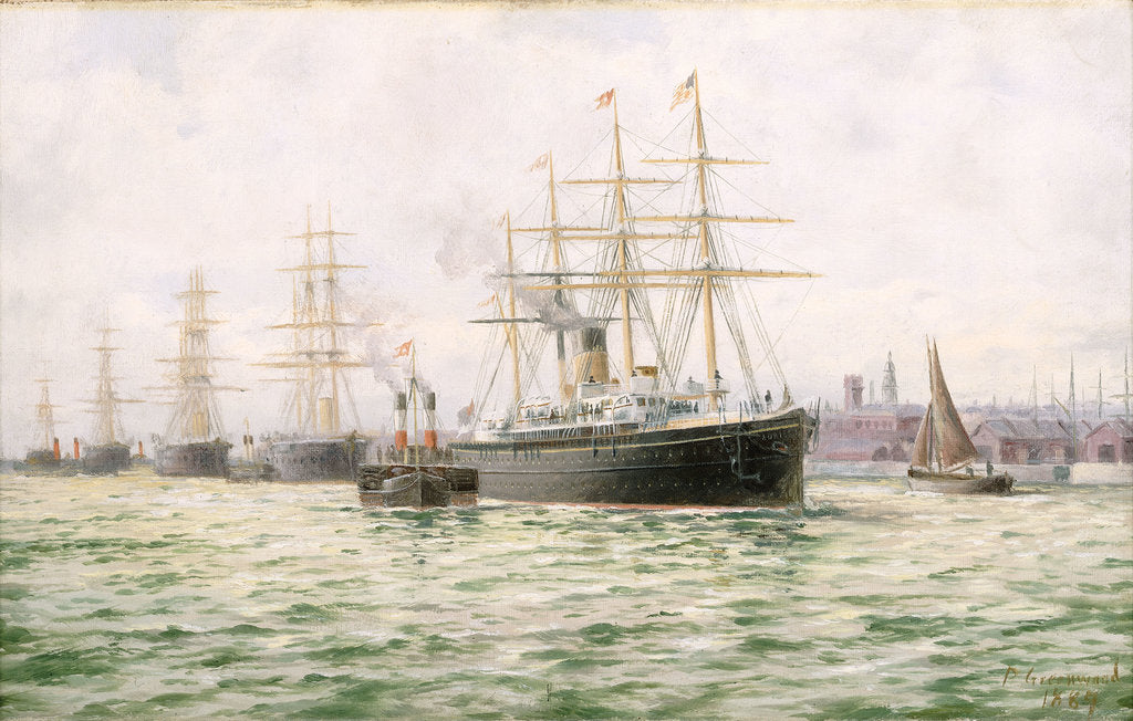 Detail of The White Star Line steamship 'Adriatic' leaving Liverpool by George Parker Greenwood