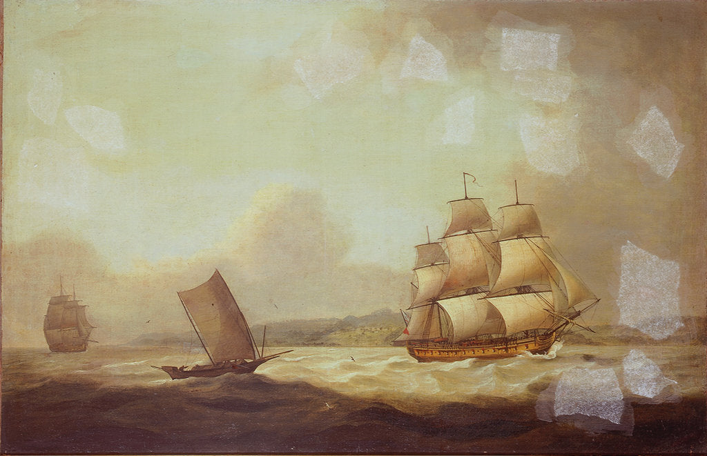 Detail of The East Indiaman 'Hindustan' in a breeze by Thomas Luny
