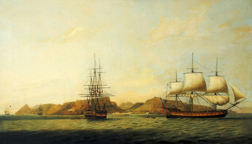 Detail of The East Indiaman 'Northumberland' off Saint Helena by Thomas Luny
