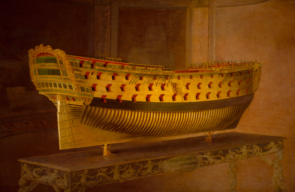 Detail of A model of HMS 'Royal George' by Joseph Marshall