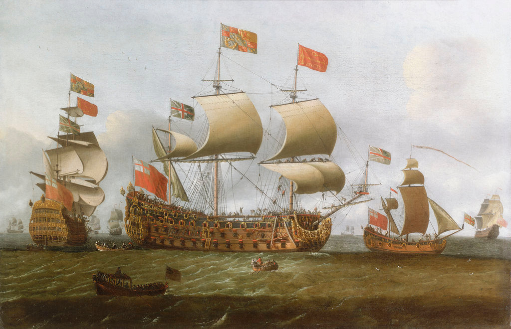 Detail of HMS 'Britannia' in two positions by Isaac Sailmaker