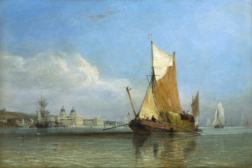 Detail of Hay barge off Greenwich by Edward William Cooke
