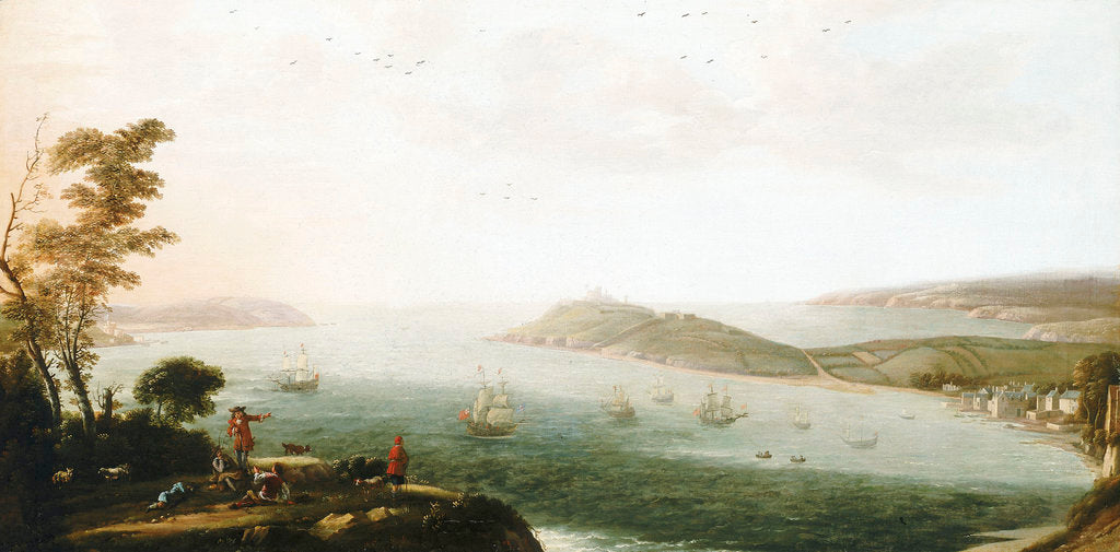 Detail of A view of Falmouth harbour by Hendrick Danckerts