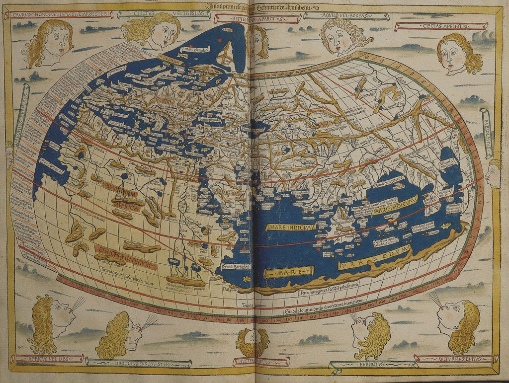 Detail of World map from Ptolemy's Cosmographia of 1492 by Ptolemy