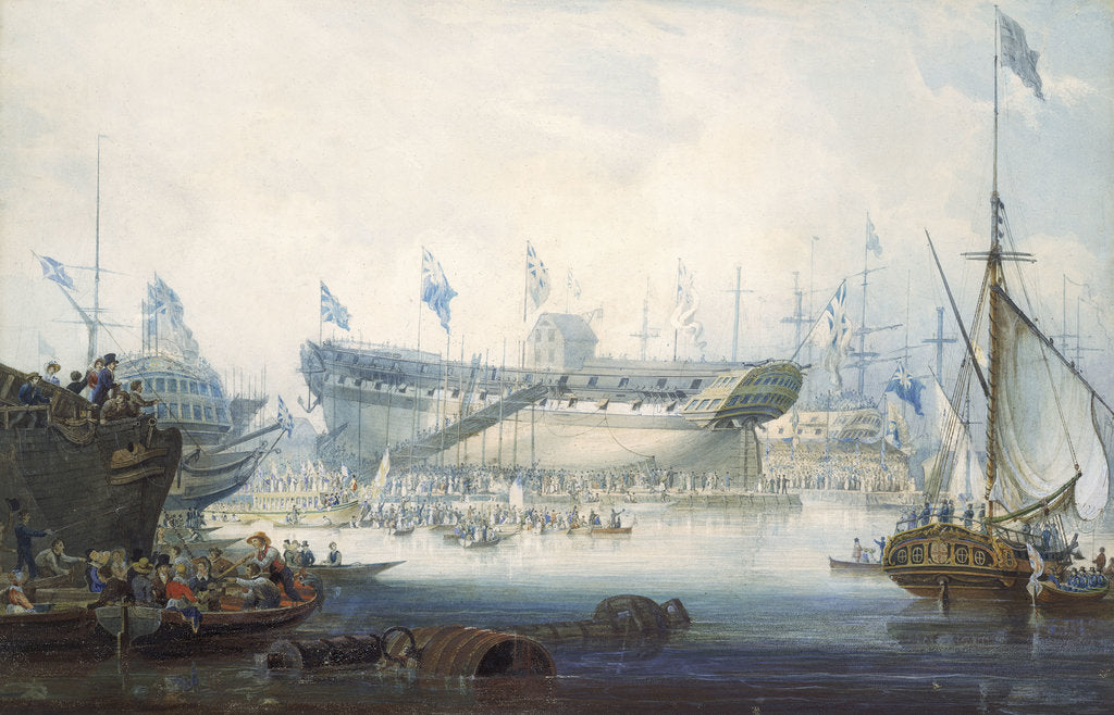 Detail of The launch of the East Indiaman 'Edinburgh' by William John Huggins