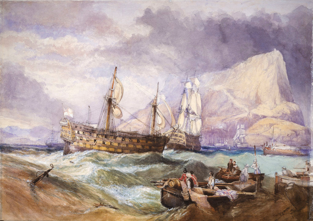 Detail of HMS 'Victory' towed into Gibraltar by Clarkson Stanfield