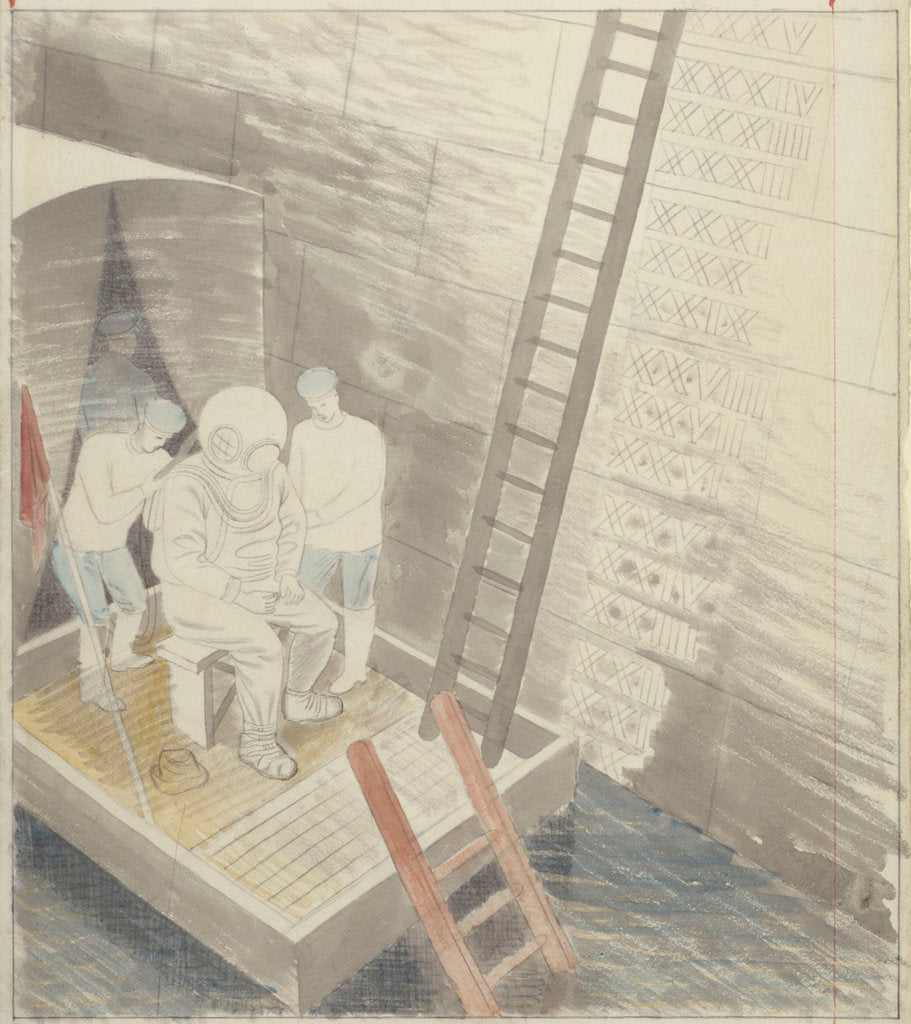 Detail of The Submarine Series: The diver by Eric Ravilious