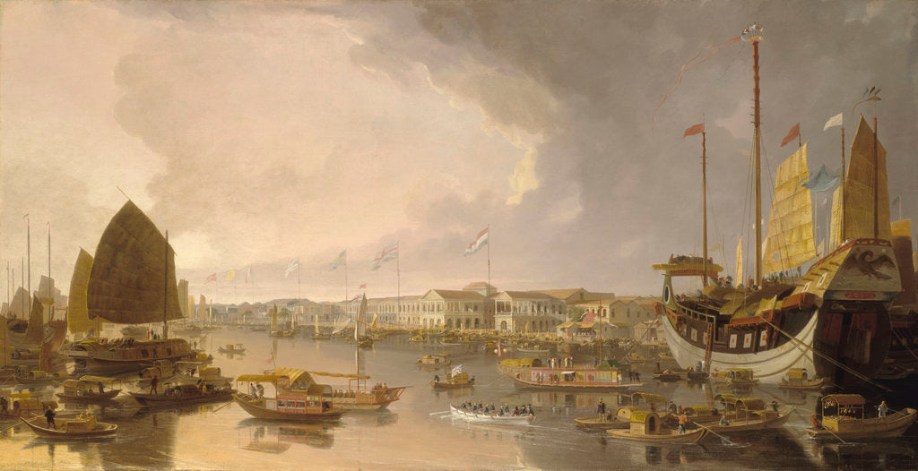 Detail of A view of the European factories at Canton by William Daniell