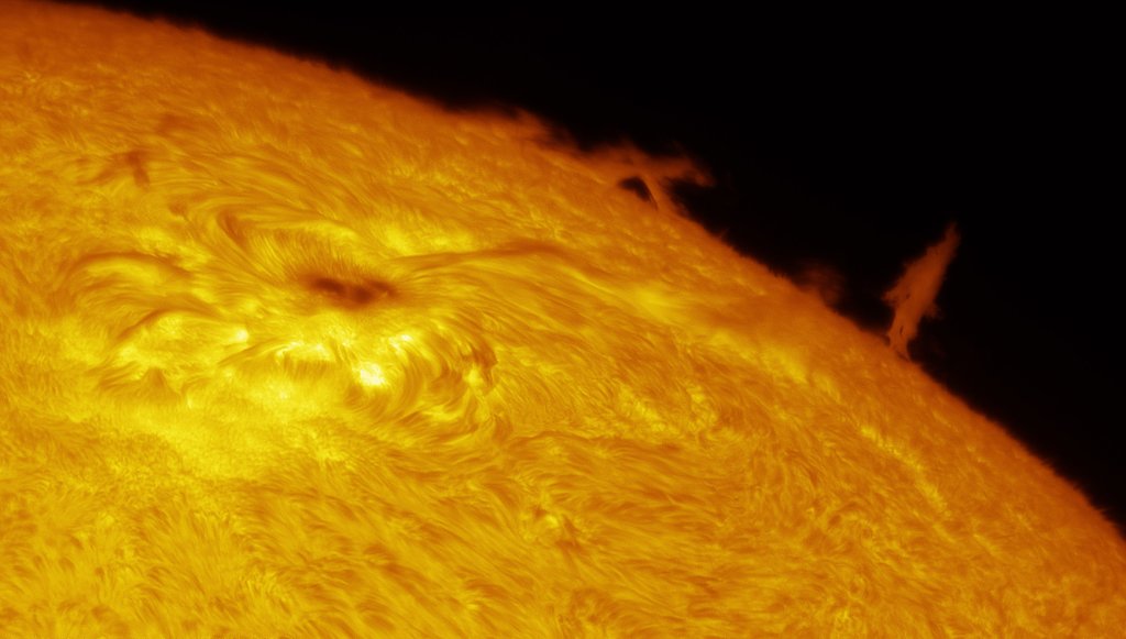 Detail of Solar Limb Prominence and Sunspot by Eric Toops
