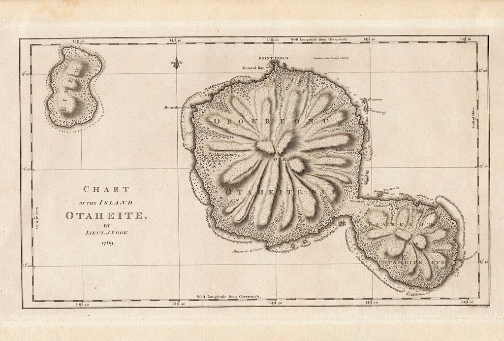 Detail of Chart of the Island Otaheite (Tahiti) by James Cook, 1769 by James Cook