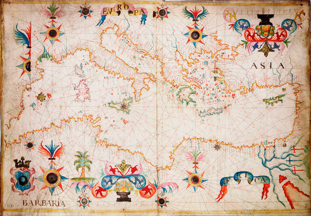 Detail of Portulan chart of western Mediterranean by unknown