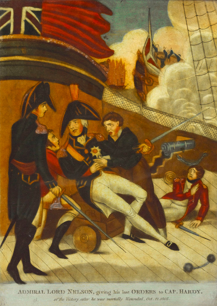 Detail of Admiral Lord Nelson, giving his last Orders to Cap. Hardy, of the Victory after he was mortally wounded' by J. Hinton