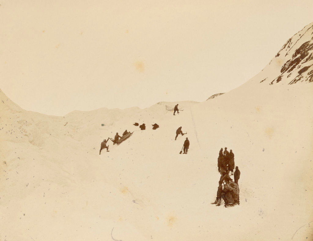 Detail of Sledging party rounding Cape Rawson by George White