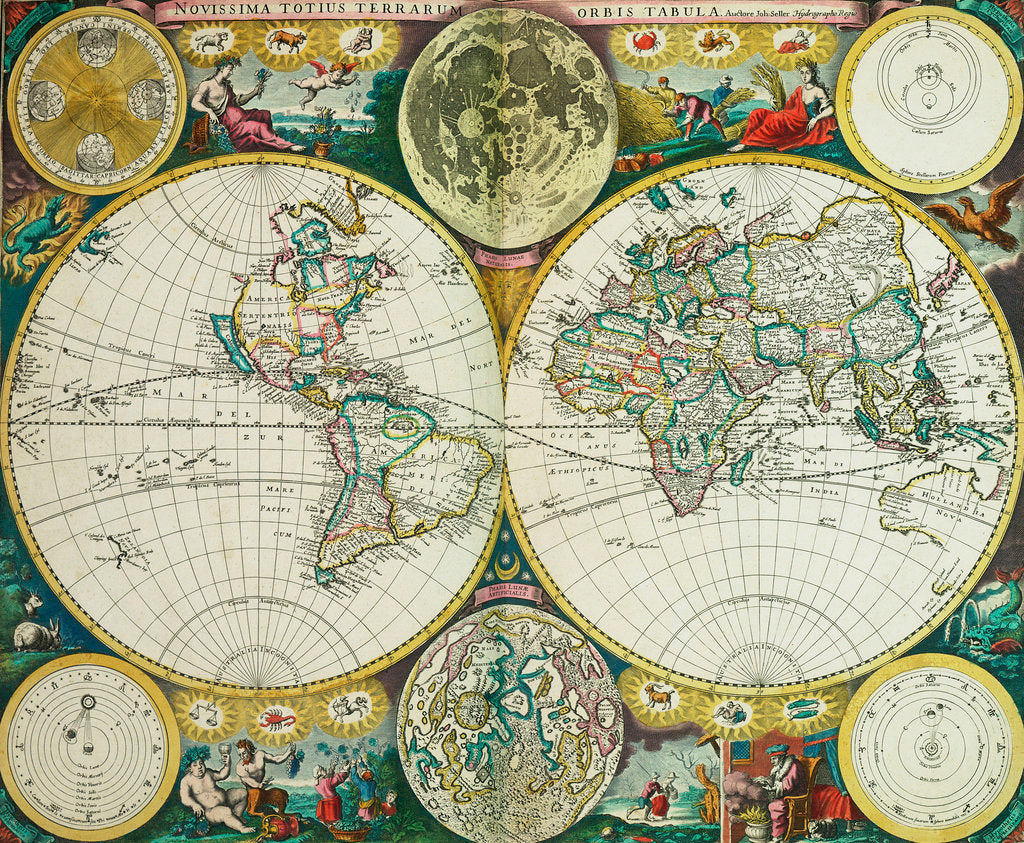Detail of World map by John Seller, 1675 by John Seller