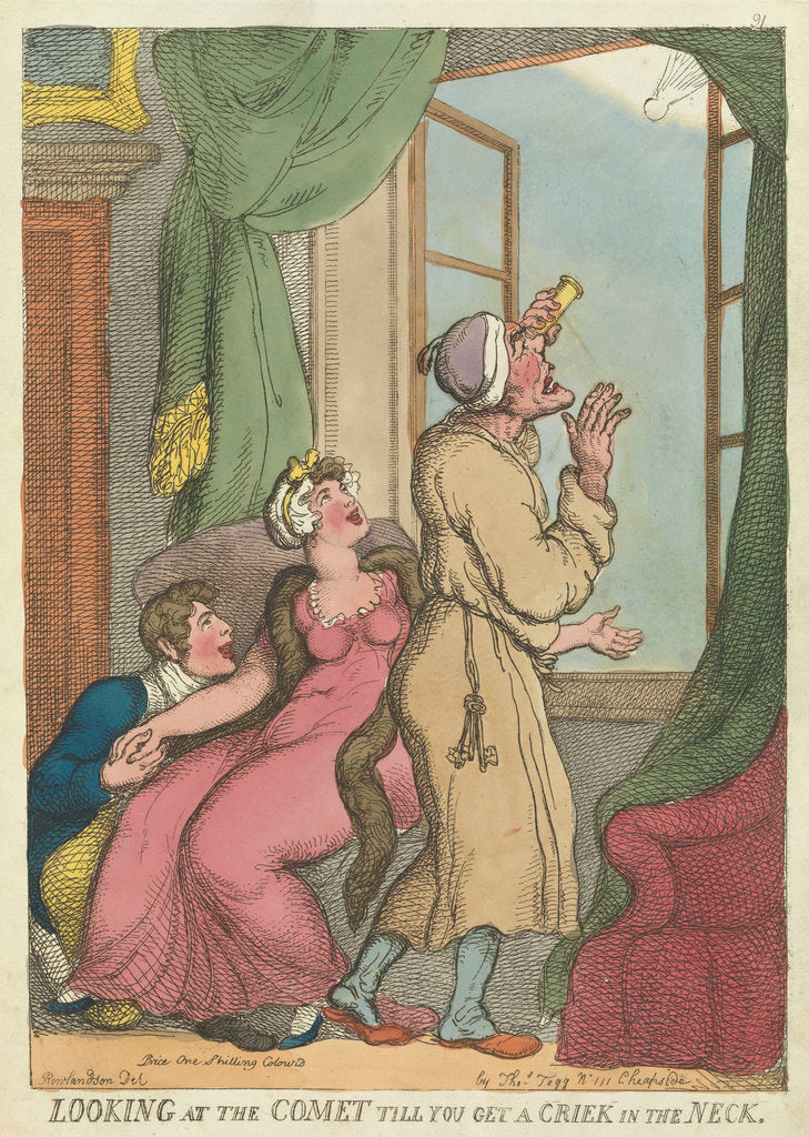 Detail of Looking at the comet till you get a criek in the neck by Thomas Rowlandson