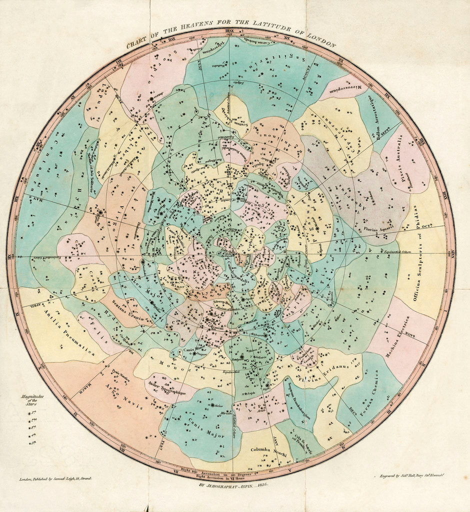 Detail of Constellation card, Urania's mirror, Chart of the Heavens for the Latitude of London by Sidney Hall