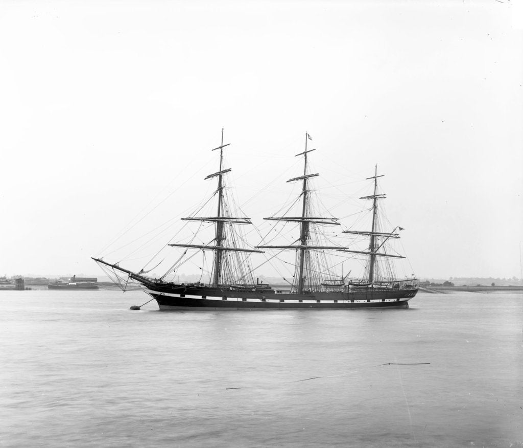 Detail of 'Macquarie' (Br, 1875) 3 masted ship, ex 'Melbourne' (Devitt & Moore), moored at Gravesend by F. C. Gould & Sons