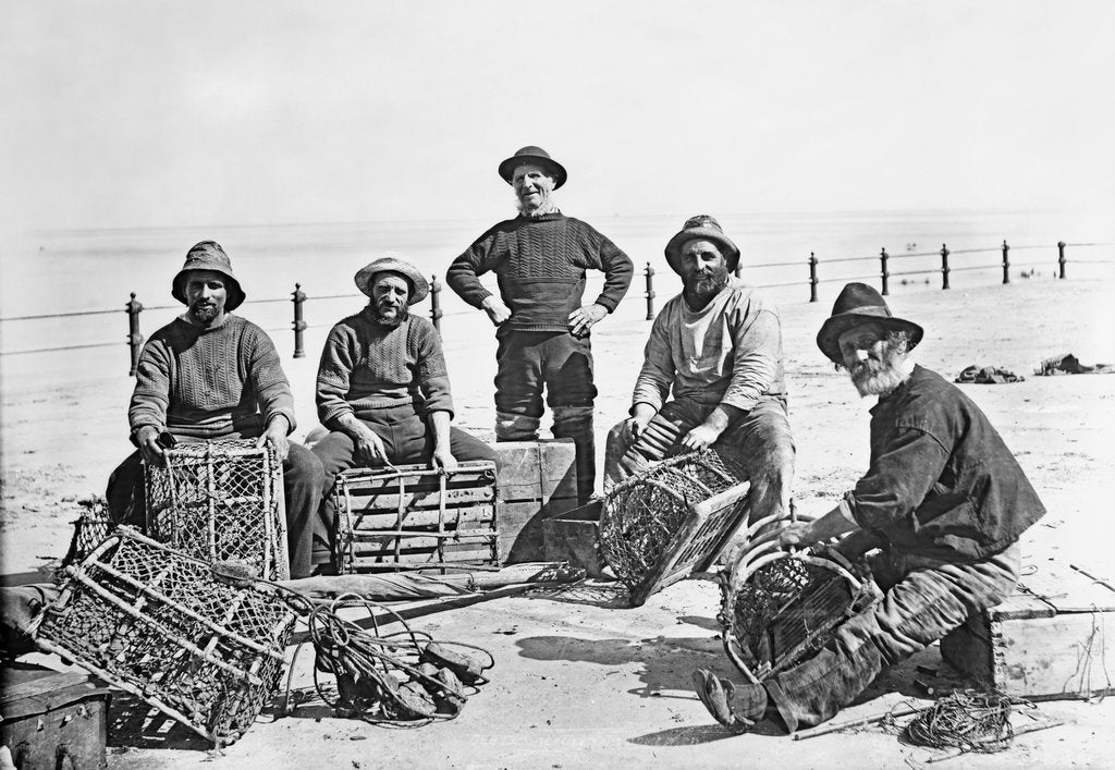 Detail of Fishermen with lobster pots, Sheringham, Norfolk by Francis Frith & Co.