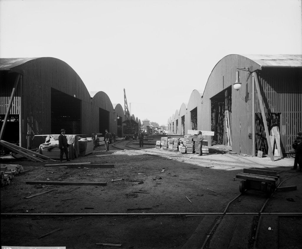 Detail of Wood Drying Sheds at John Brown & Co. Ltd, Clydebank, 1901 by Bedford Lemere & Co.