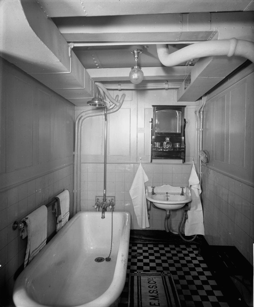 Detail of First Class bathroom on the 'Royal George' (1907) by Bedford Lemere & Co.