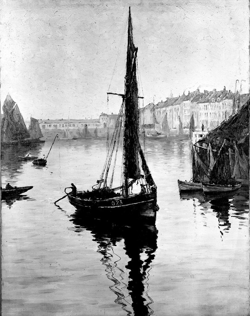 Detail of Harbour scene with fishing boats by Bedford Lemere & Co.