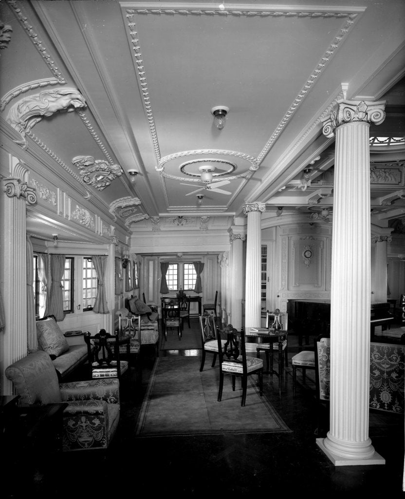 Detail of First Class Music Room on the 'Indarra' (1912) by Bedford Lemere & Co.