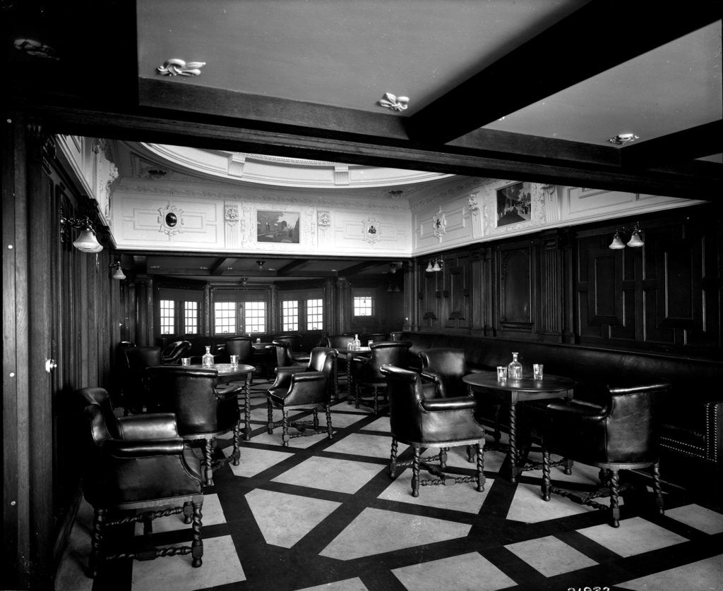 Detail of First Class Smoking Room on the 'Indarra' (1912) by Bedford Lemere & Co.