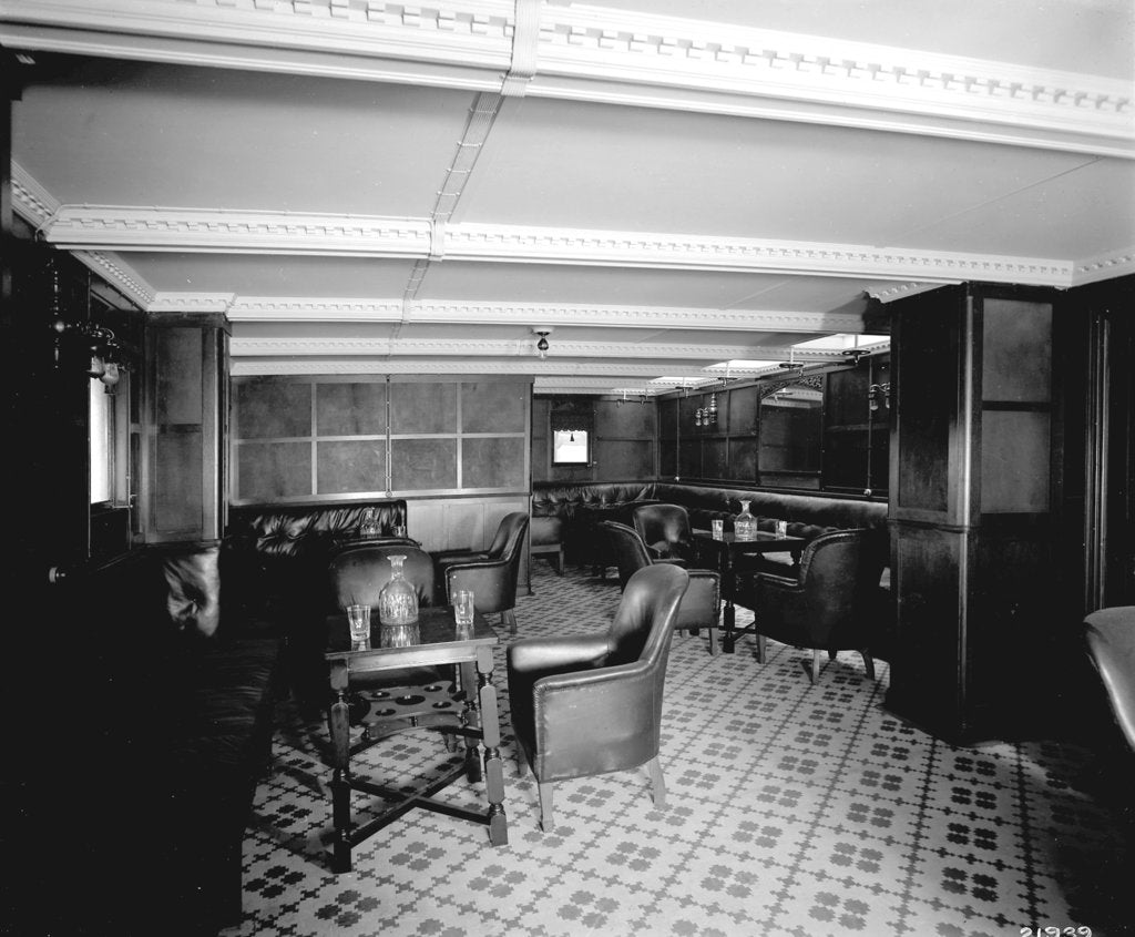 Detail of Second Class Smoking Room on the 'Indarra' (1912) by Bedford Lemere & Co.