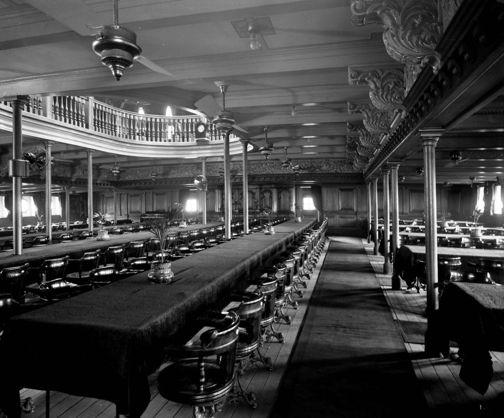 Detail of First Class Dining Saloon on the 'Kaisar-i-Hind' (1914) by Bedford Lemere & Co.