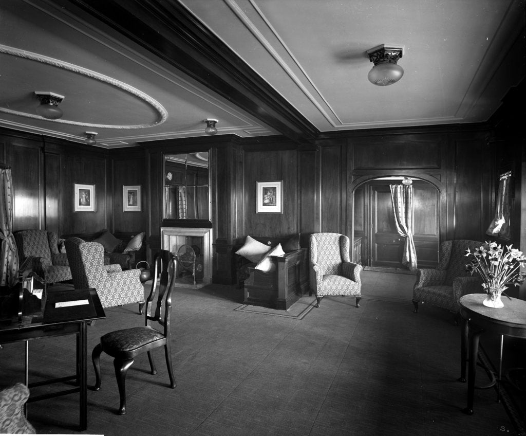 Detail of Cabin Class Drawing Room on the 'Metagama' (1915) by Bedford Lemere & Co.