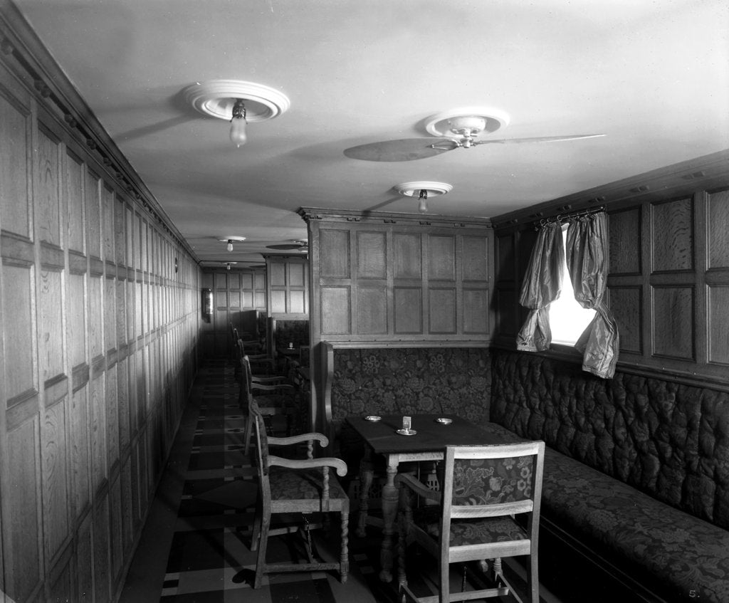 Detail of Cabin Class Card Room on the 'Metagama' (1915) by Bedford Lemere & Co.