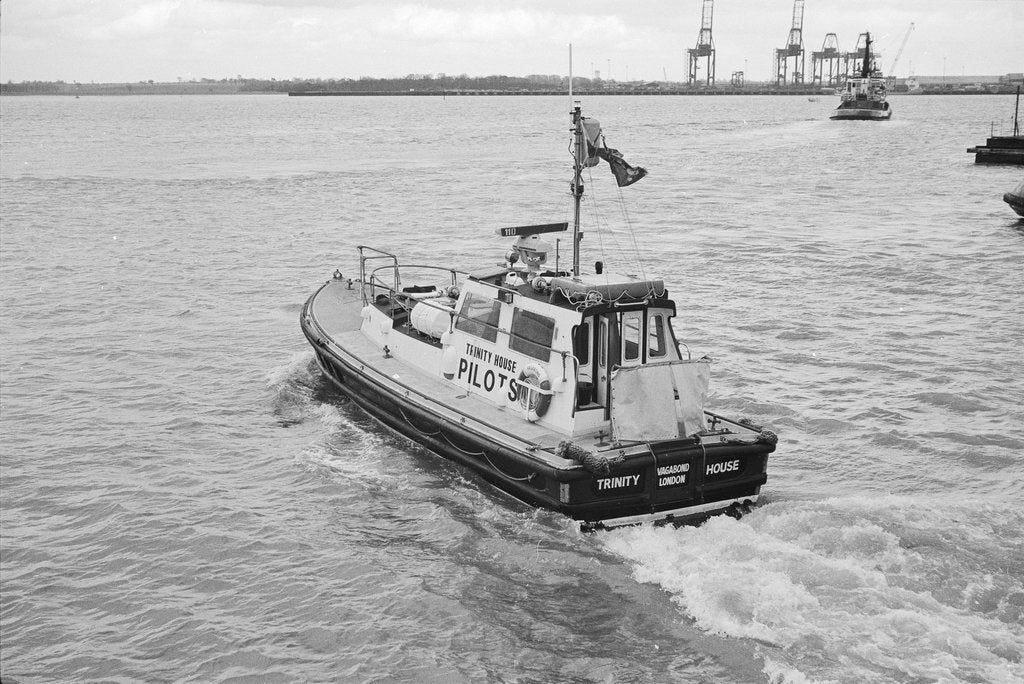 Detail of The Trinity House 'Vagabond' leaving Harwich Pier, 1986 by unknown